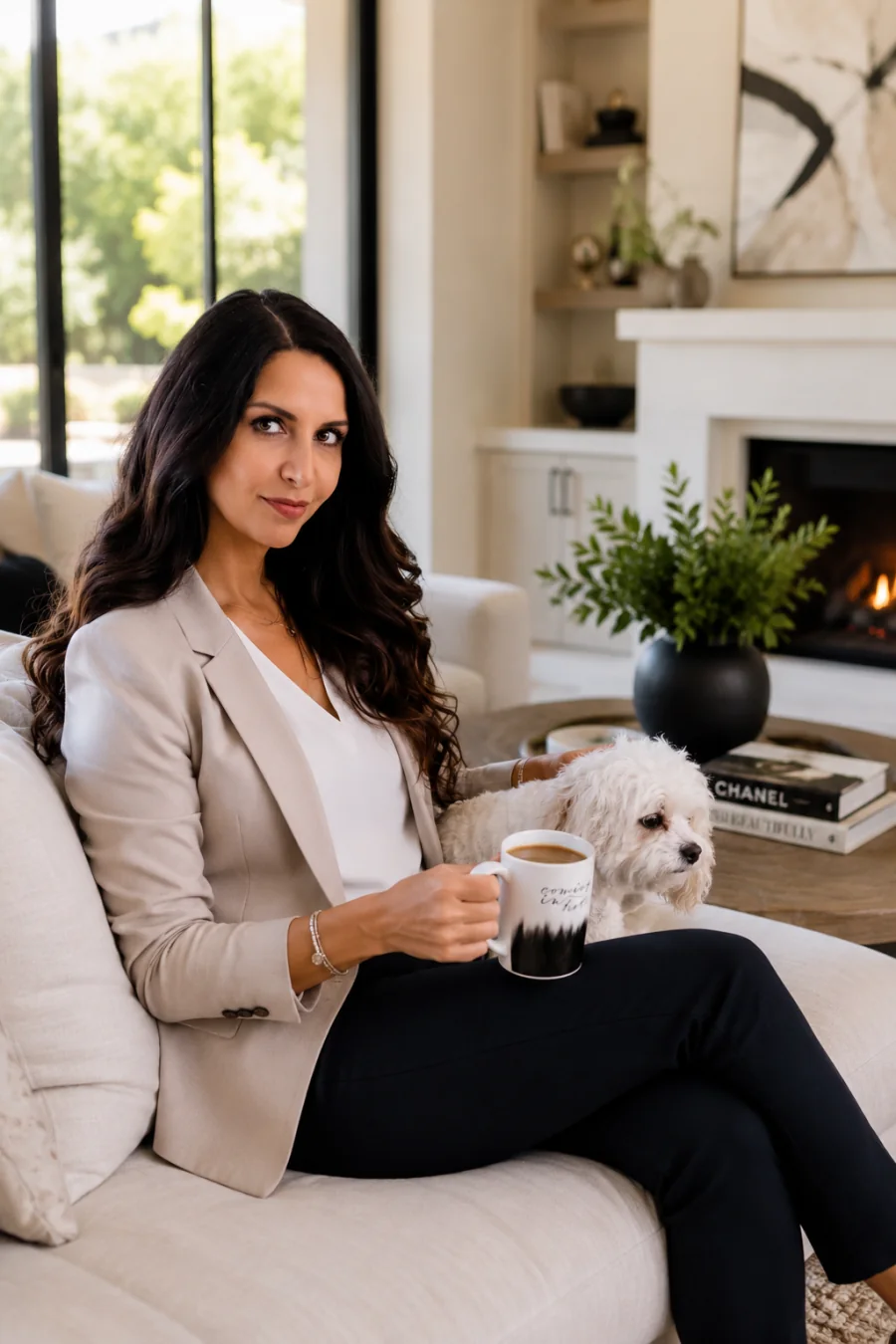Bibi at home with Lucy