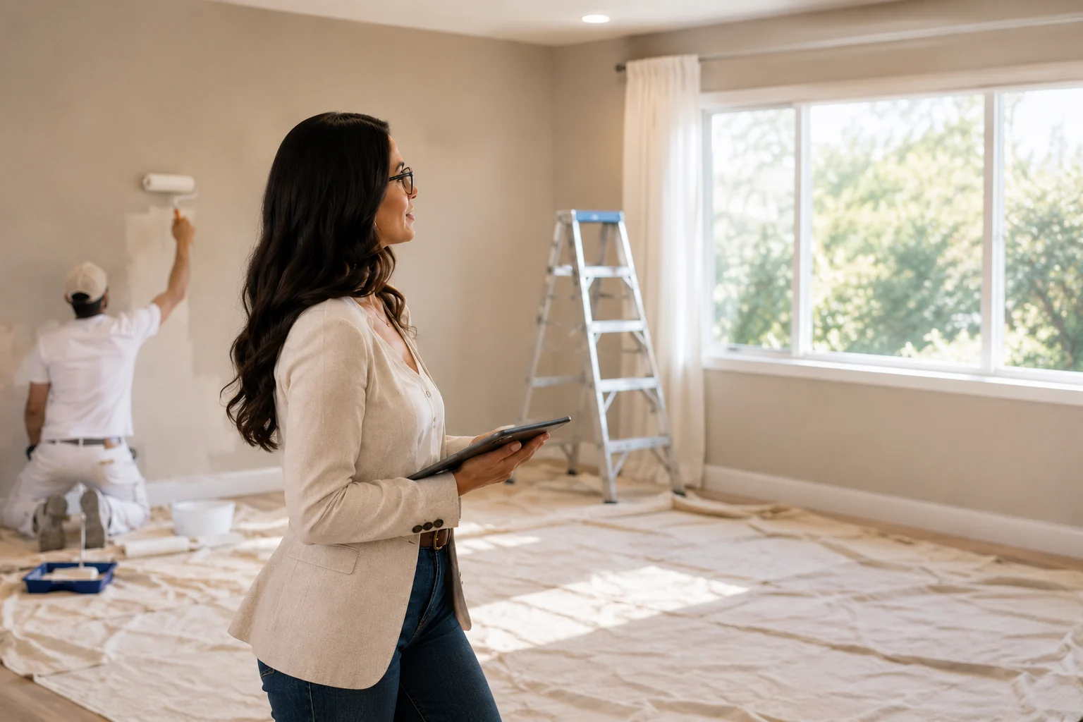 Bibi Carrington checking preparation work at a vacant property before it goes to market.